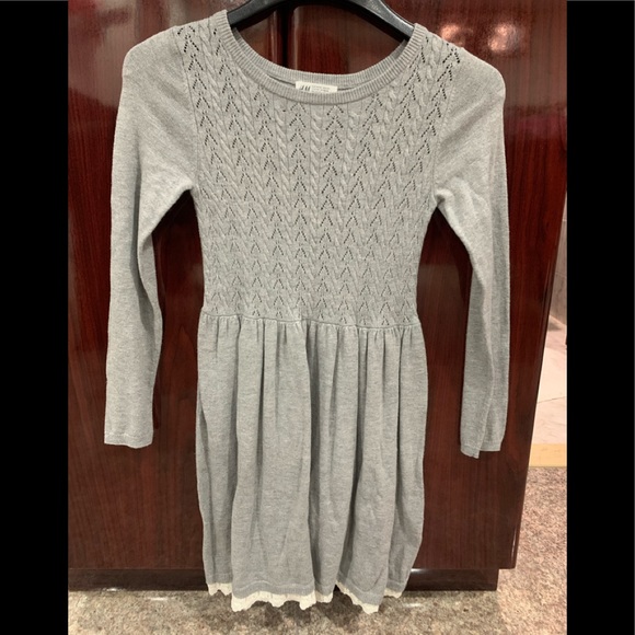 ๐ง๐ผ Girls H&M Gray Knit Sweater Dress size 8-10Y - Picture 1 of 8
